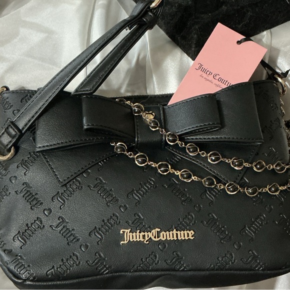 Juicy Couture Handbags - Juicy Couture Black Embossed Bow Crossbody Bag